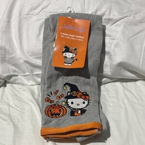 Hello Kitty Gray and Orange Halloween Towels terry cloth pumpkin nwt